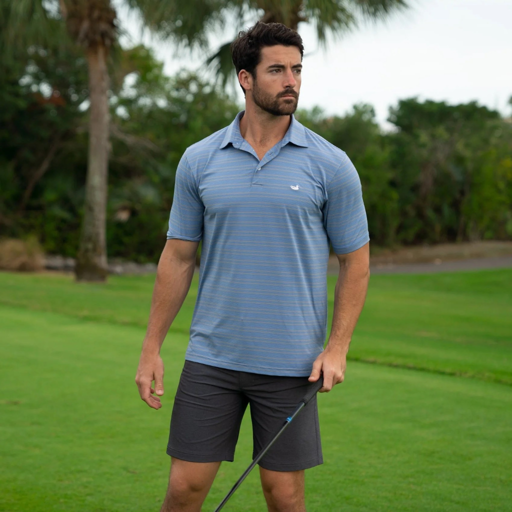 Southern Marsh Bermuda Performance Polo - Naples Stripe