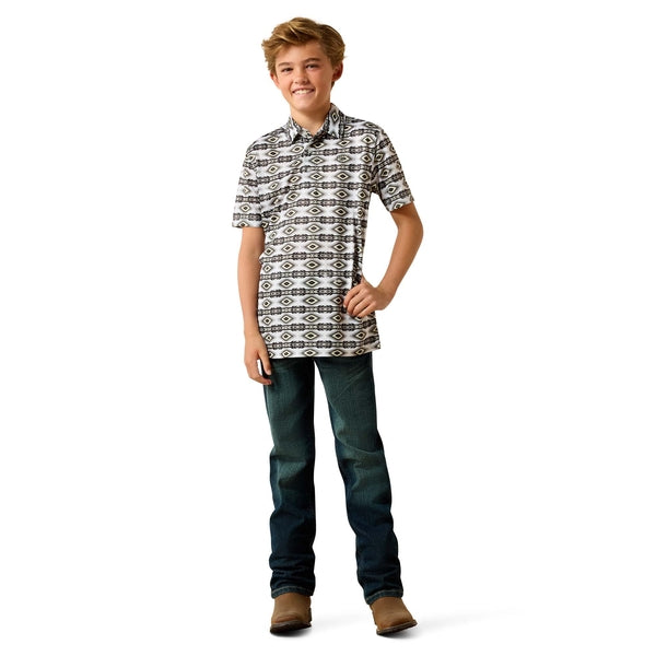 Ariat Boy's All Over Print Short-Sleeve Polo