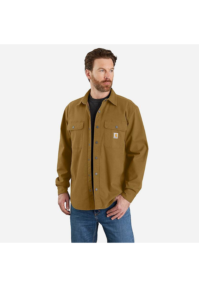 Carhartt Men's Rugged Flex Relaxed Fit Canvas Fleece-Lined Shirt Jacket