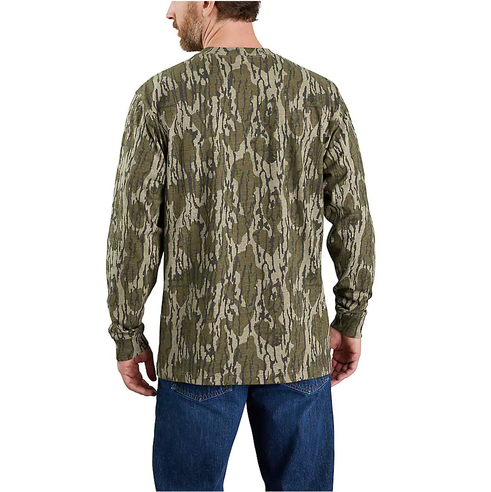 Carhartt Men's Loose Fit Heavyweight Long-Sleeve Pocket Camo Logo Graphic T-Shirt