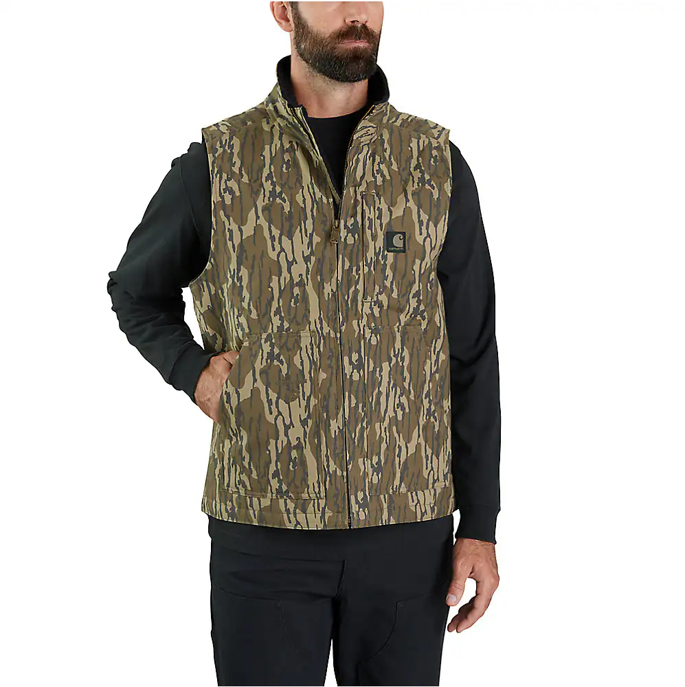 Carhartt Men's Rugged Flex Duck Loose Fit Sherpa-Lined Camo Mock Neck Vest