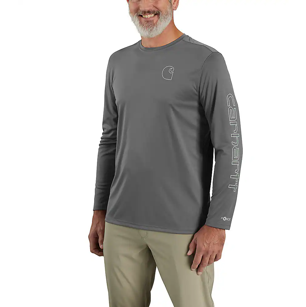 Carhartt Men's Force Sun Defender Lightweight Long-Sleeve Logo Graphic T-Shirt