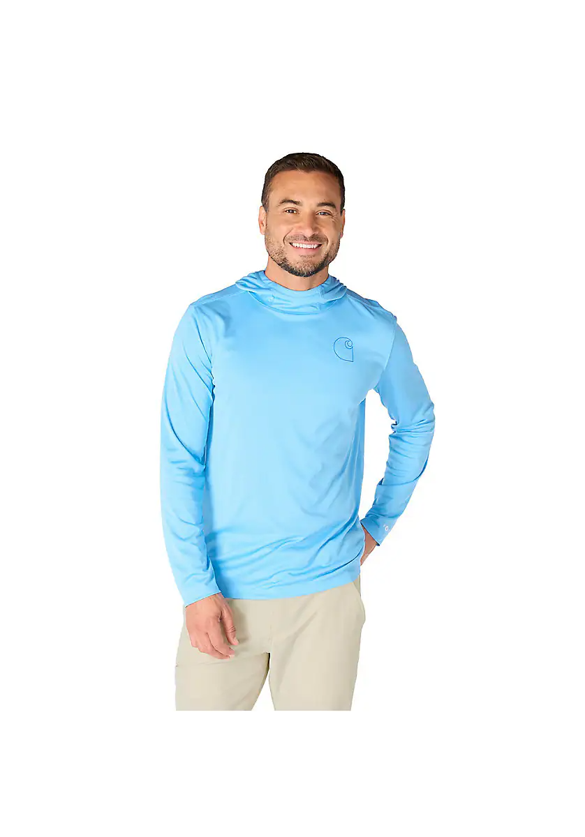 Carhartt Men's Force Sun Defender Lightweight Long-Sleeve Hooded Logo Graphic T-Shirt