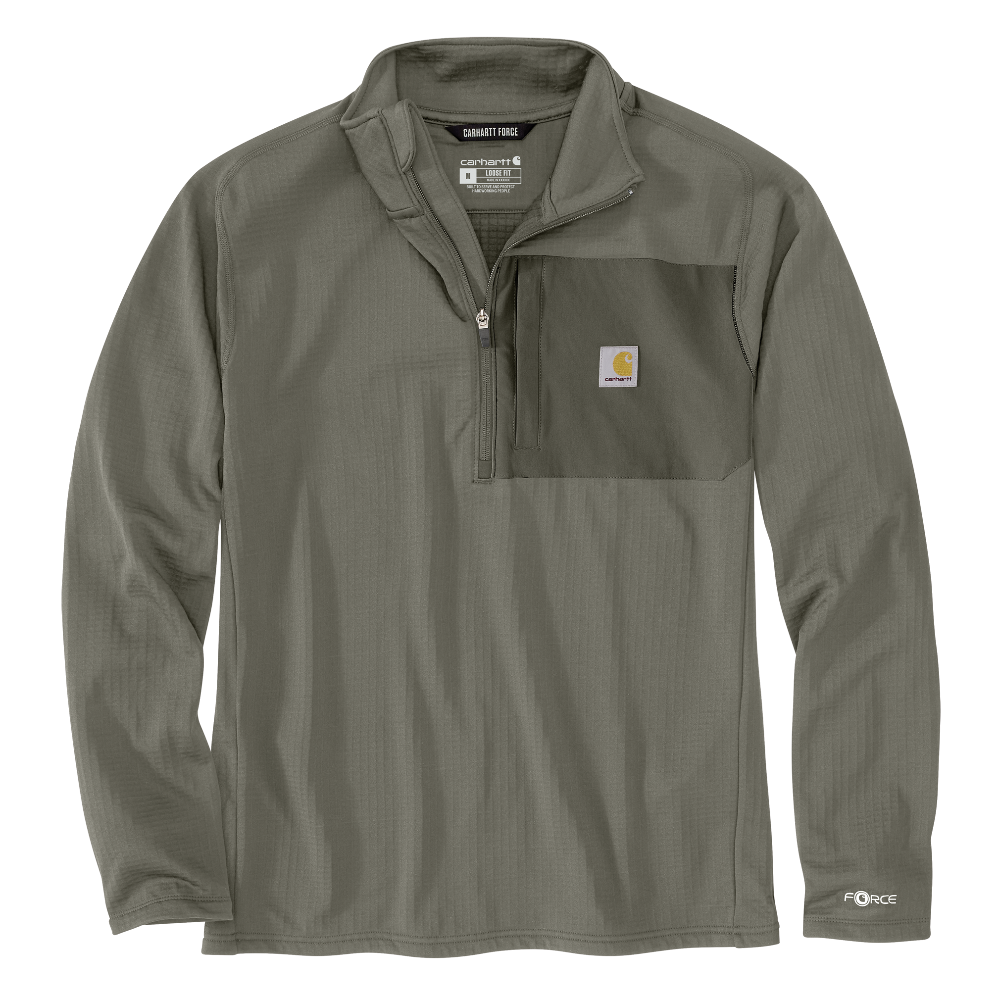 Carhartt Men's Force Relaxed Fit Mock Neck Half Zip Fleece-Lined Shirt