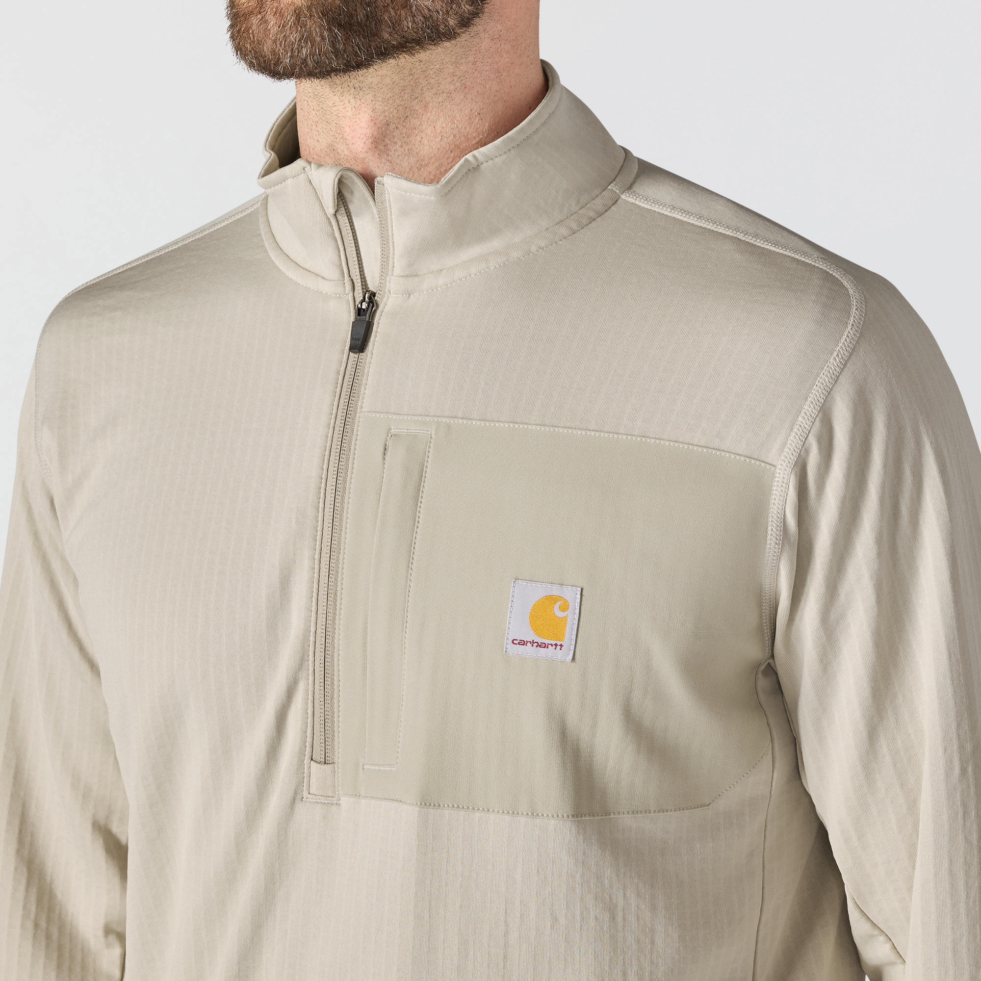 Carhartt Men's Force Relaxed Fit Mock Neck Half Zip Fleece-Lined Shirt