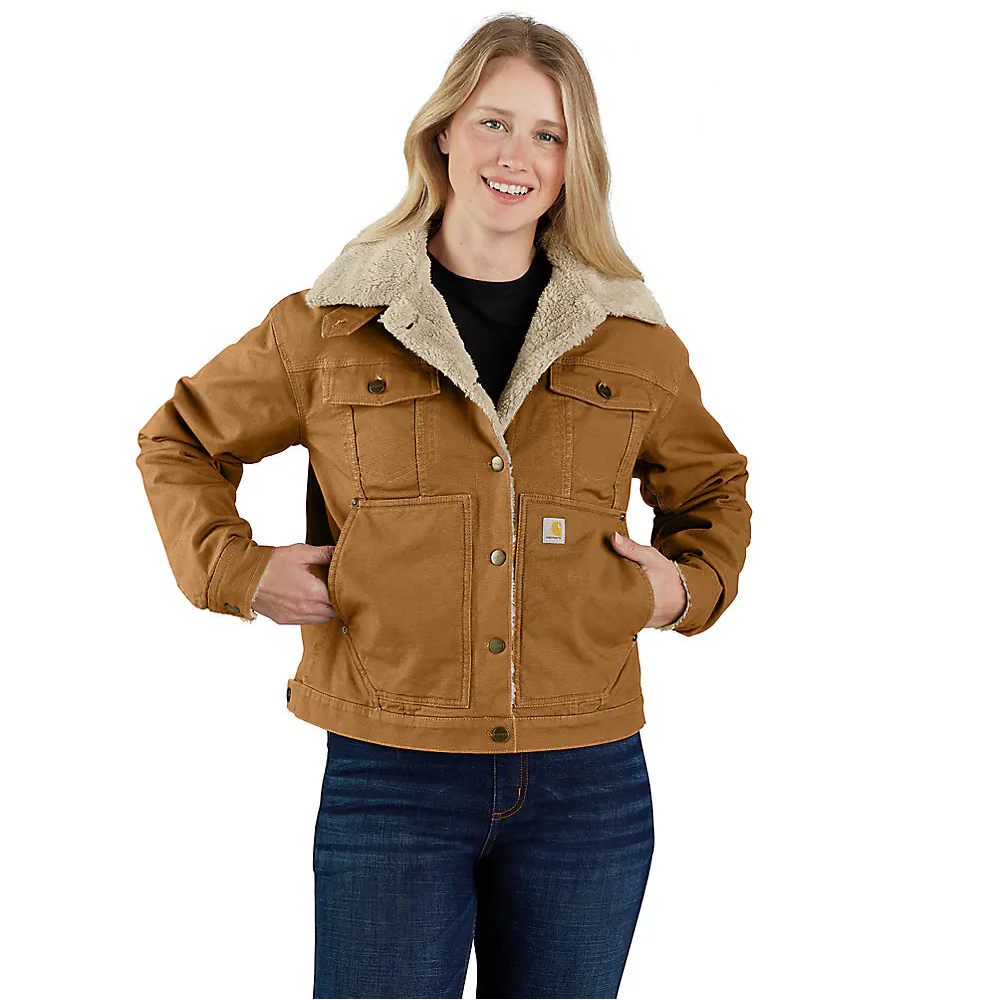 Carhartt Women's Rugged Flex Loose Fit Canvas Sherpa-Lined Jacket