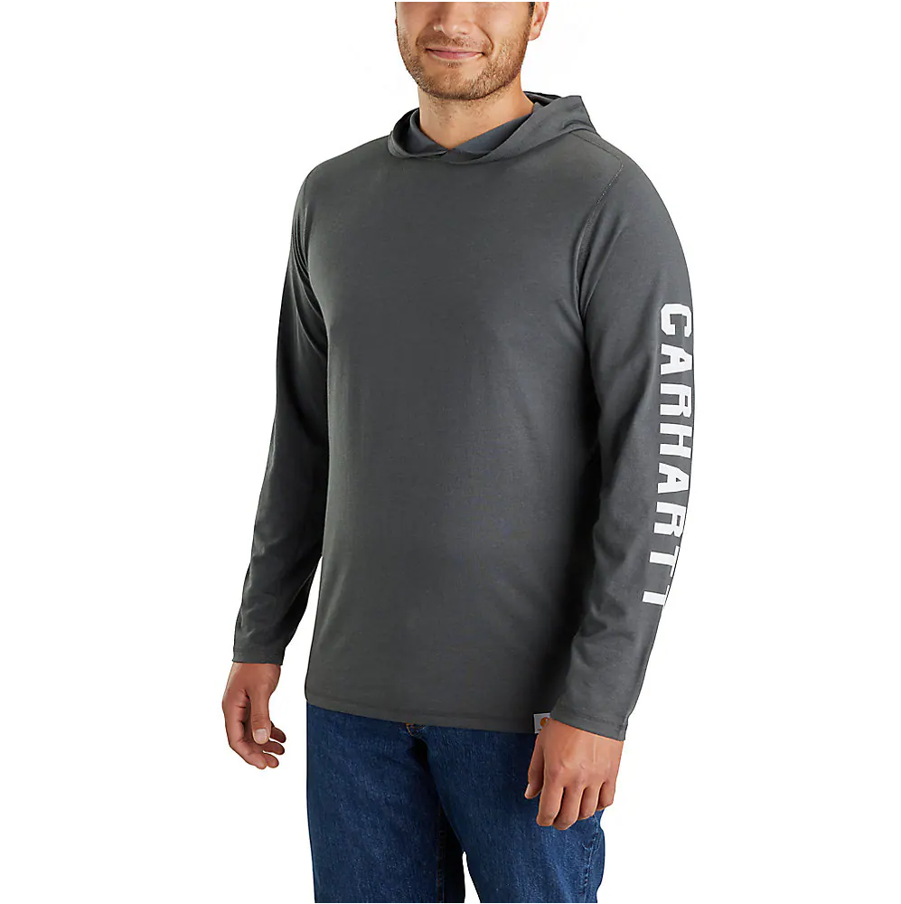 Carhartt Men's Force Relaxed Fit Long-Sleeve Logo Graphic Hooded T-Shirt