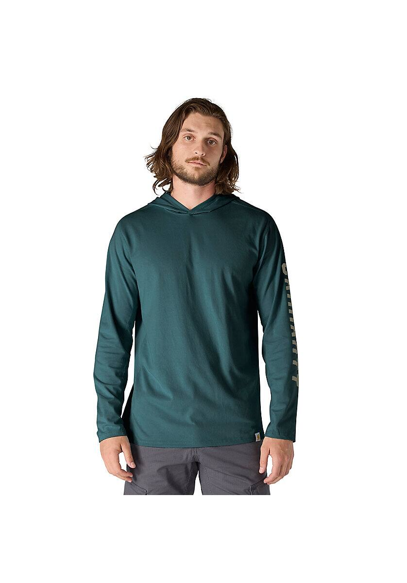 Carhartt Men's Force Relaxed Fit Long-Sleeve Logo Graphic Hooded T-Shirt