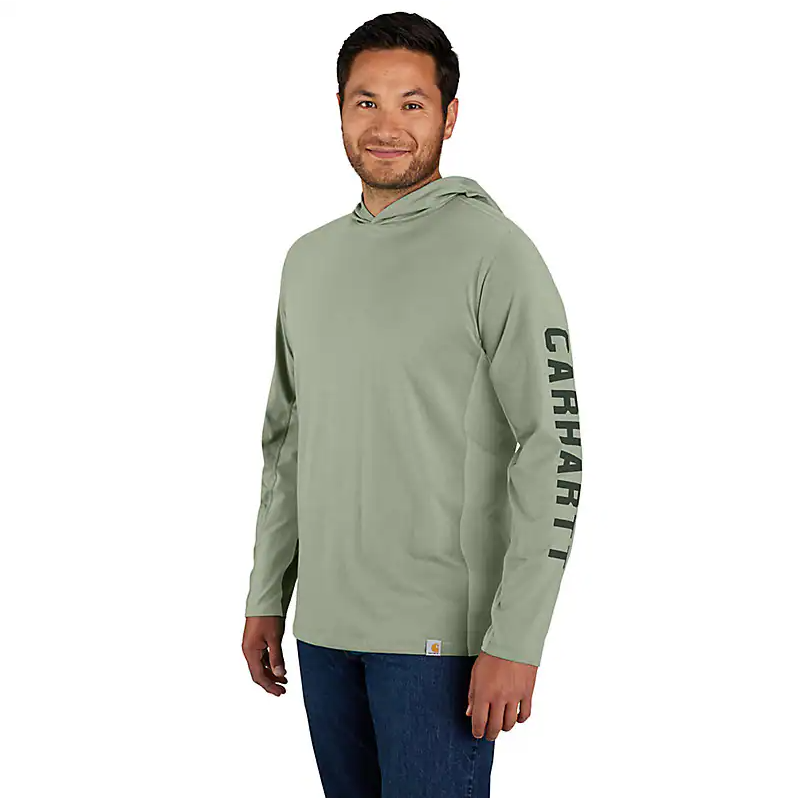 Carhartt Men's Force Relaxed Fit Long-Sleeve Logo Graphic Hooded T-Shirt