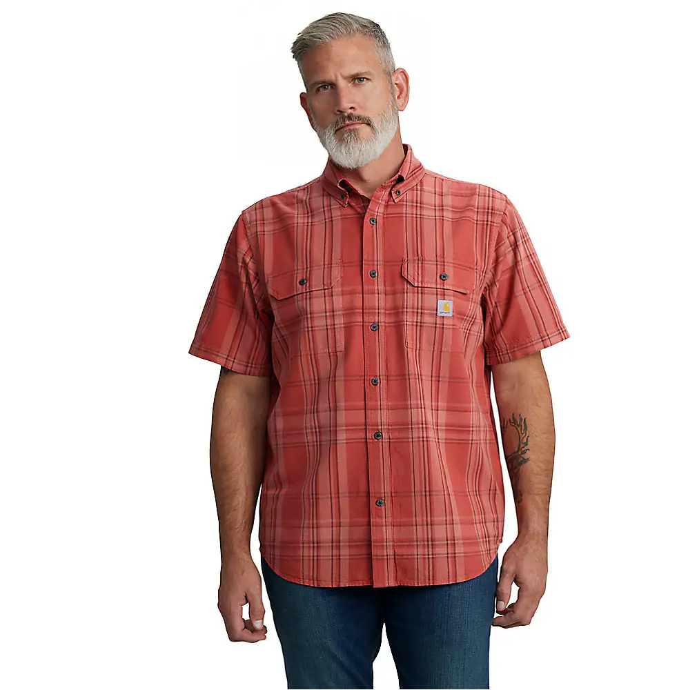 Carhartt Men's Loose Fit Midweight Short-Sleeve Plaid Shirt