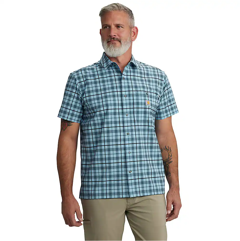 Carhartt Men's Force Sun Defender Relaxed Fit Lightweight Short-Sleeve Plaid Shirt