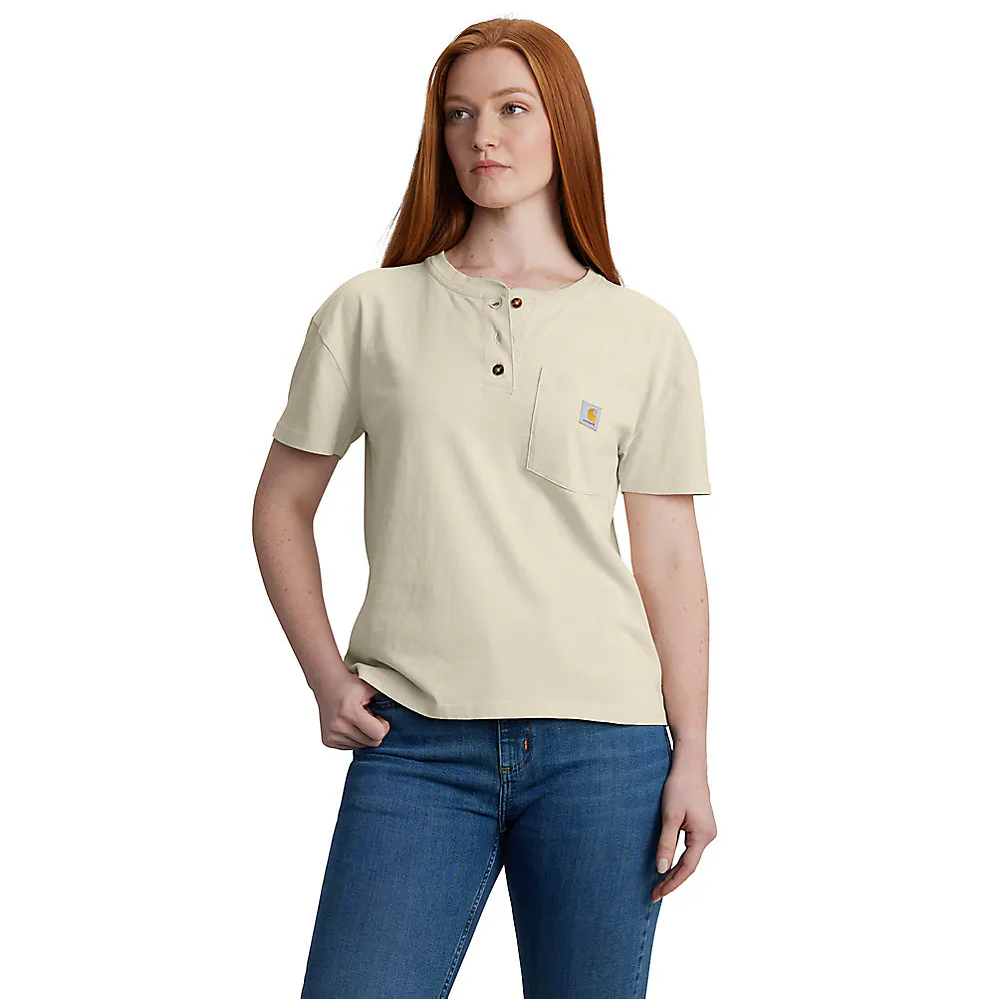 Carhartt Women's Loose Fit Short-Sleeve Heavyweight Henley T-Shirt