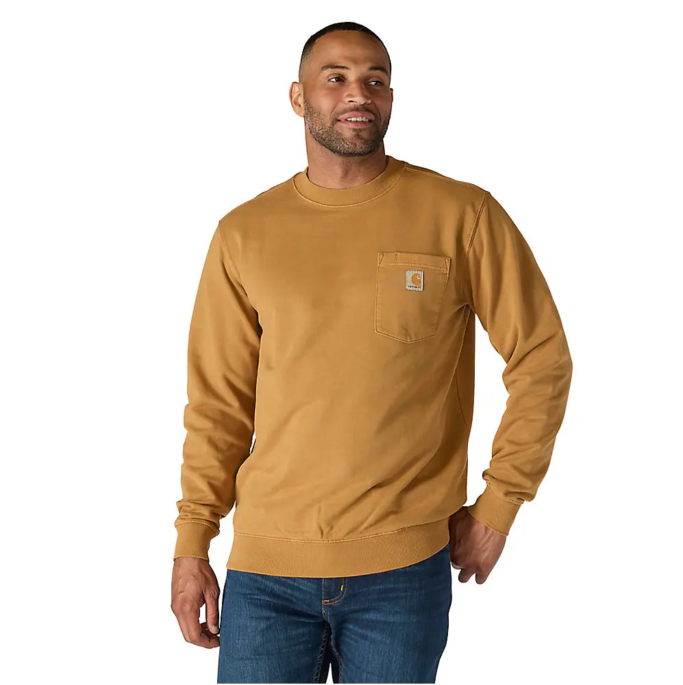 Carhartt Men's Relaxed Fit Midweight Garment Dyed French Terry Crewneck Pocket Sweatshirt
