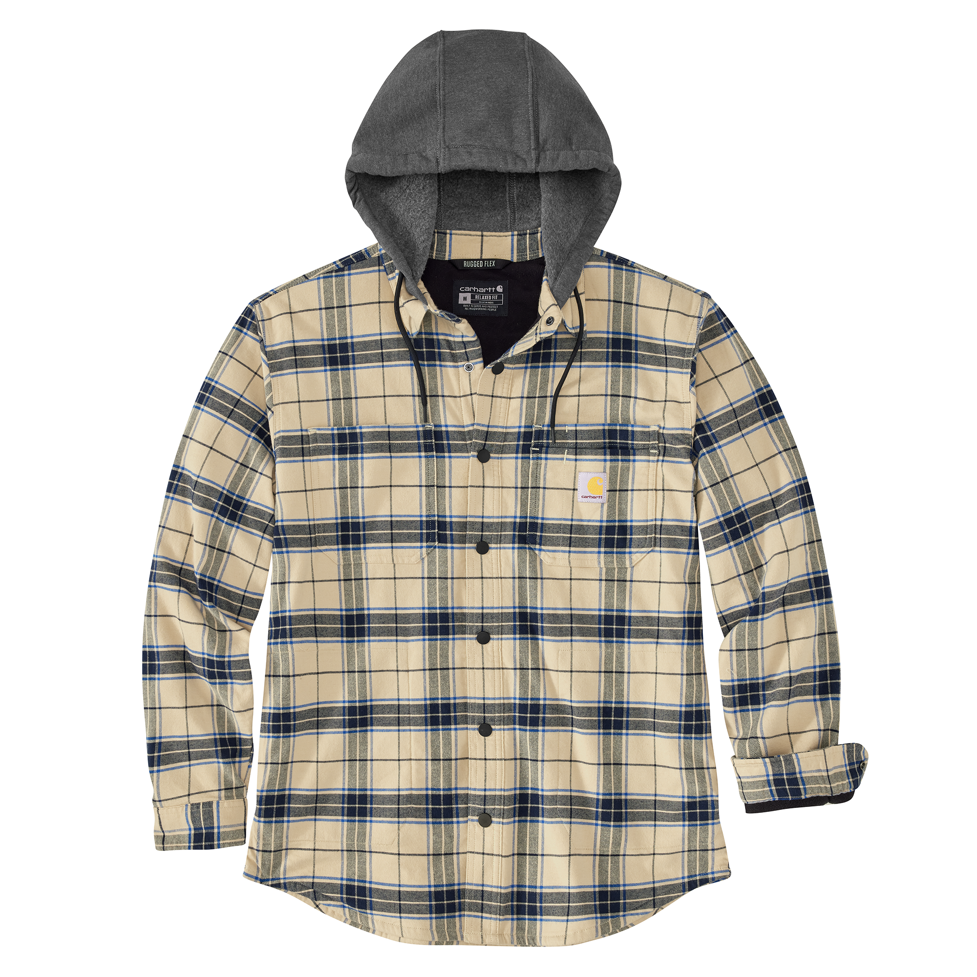 Carhartt Men's Rugged Flex Relaxed Fit Flannel Fleece-Lined Hooded Shirt Jac
