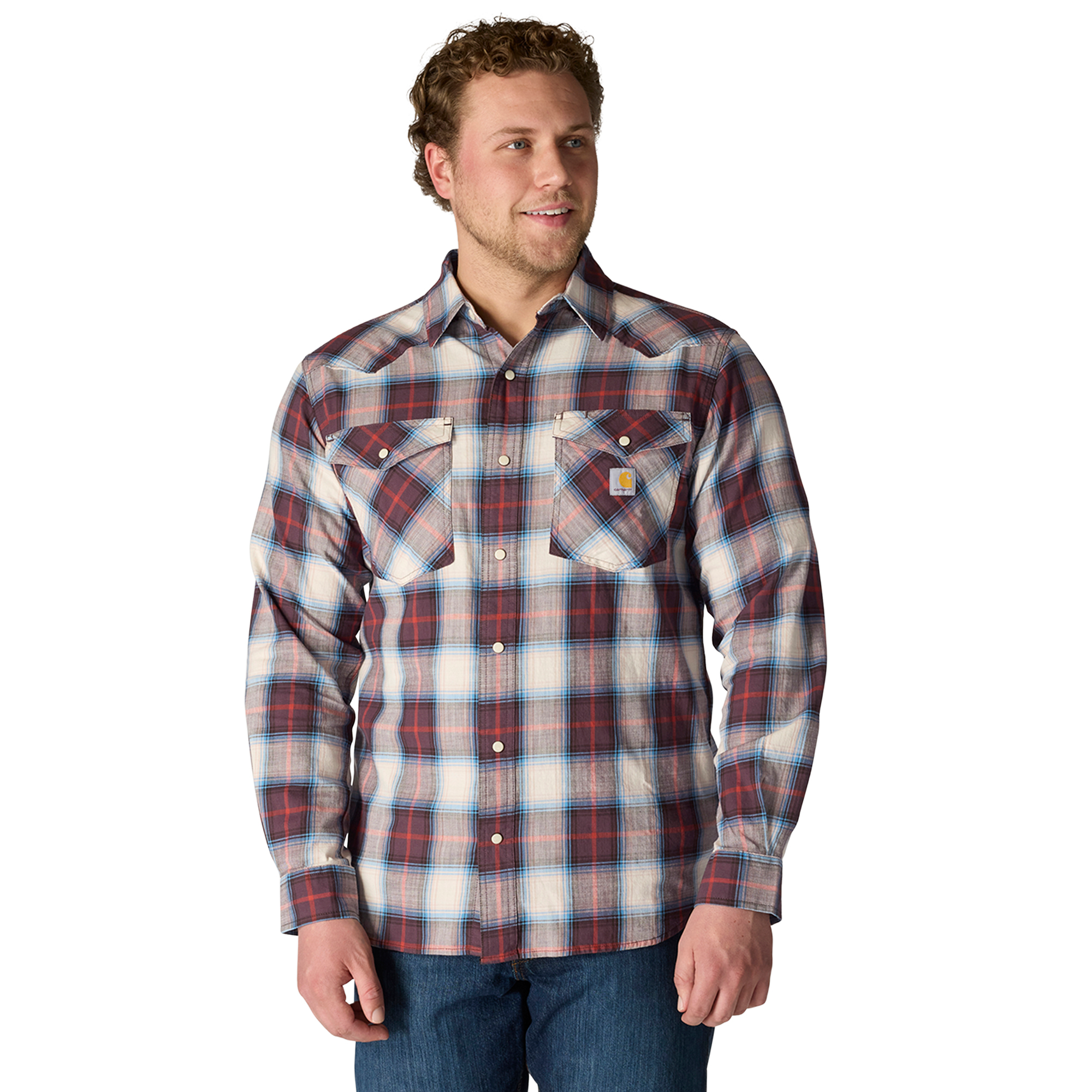 Carhartt Men's Montana Rugged Flex Relaxed Fit Lightweight Long-Sleeve Snap-Front Plaid Shirt