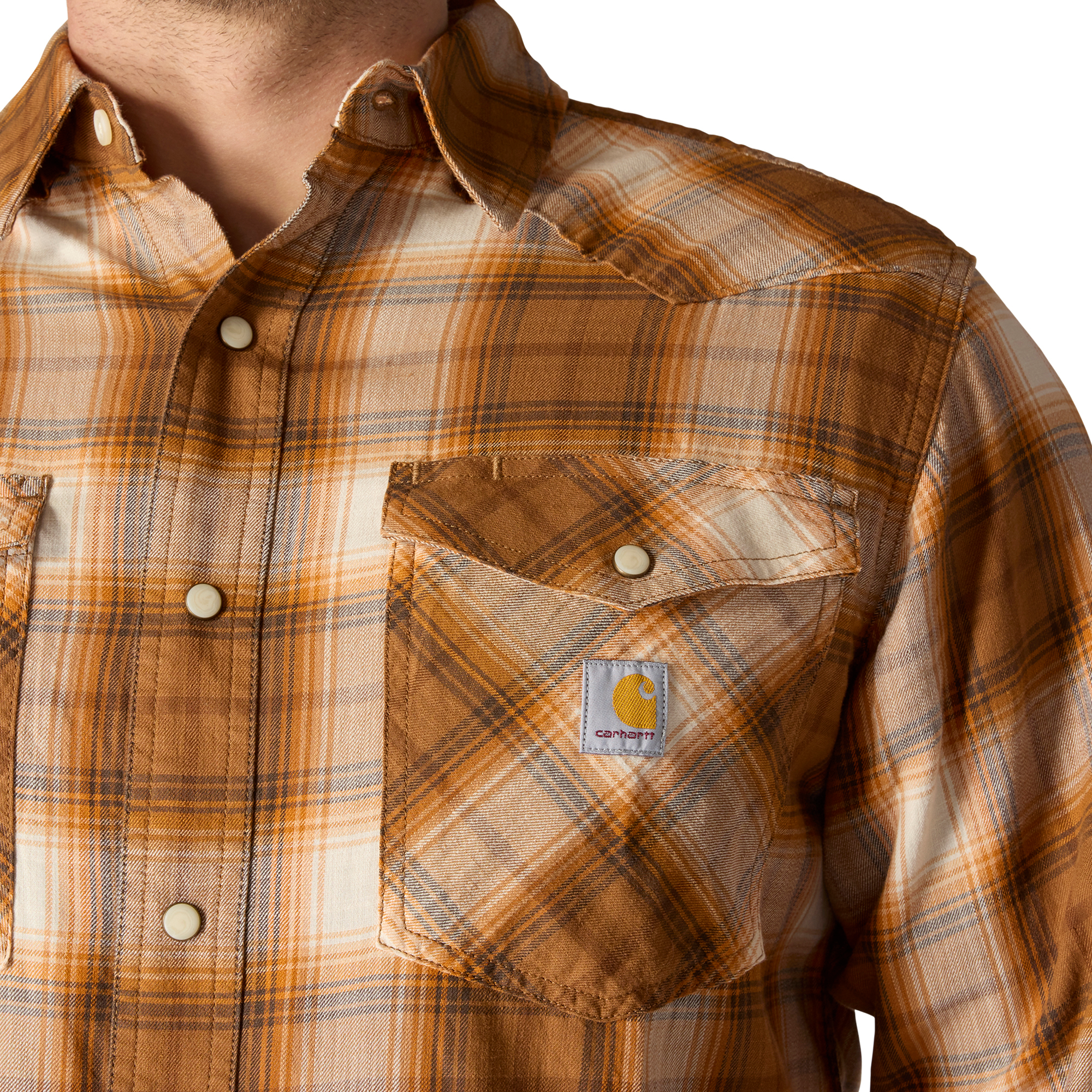 Carhartt Men's Montana Rugged Flex Relaxed Fit Lightweight Long-Sleeve Snap-Front Plaid Shirt