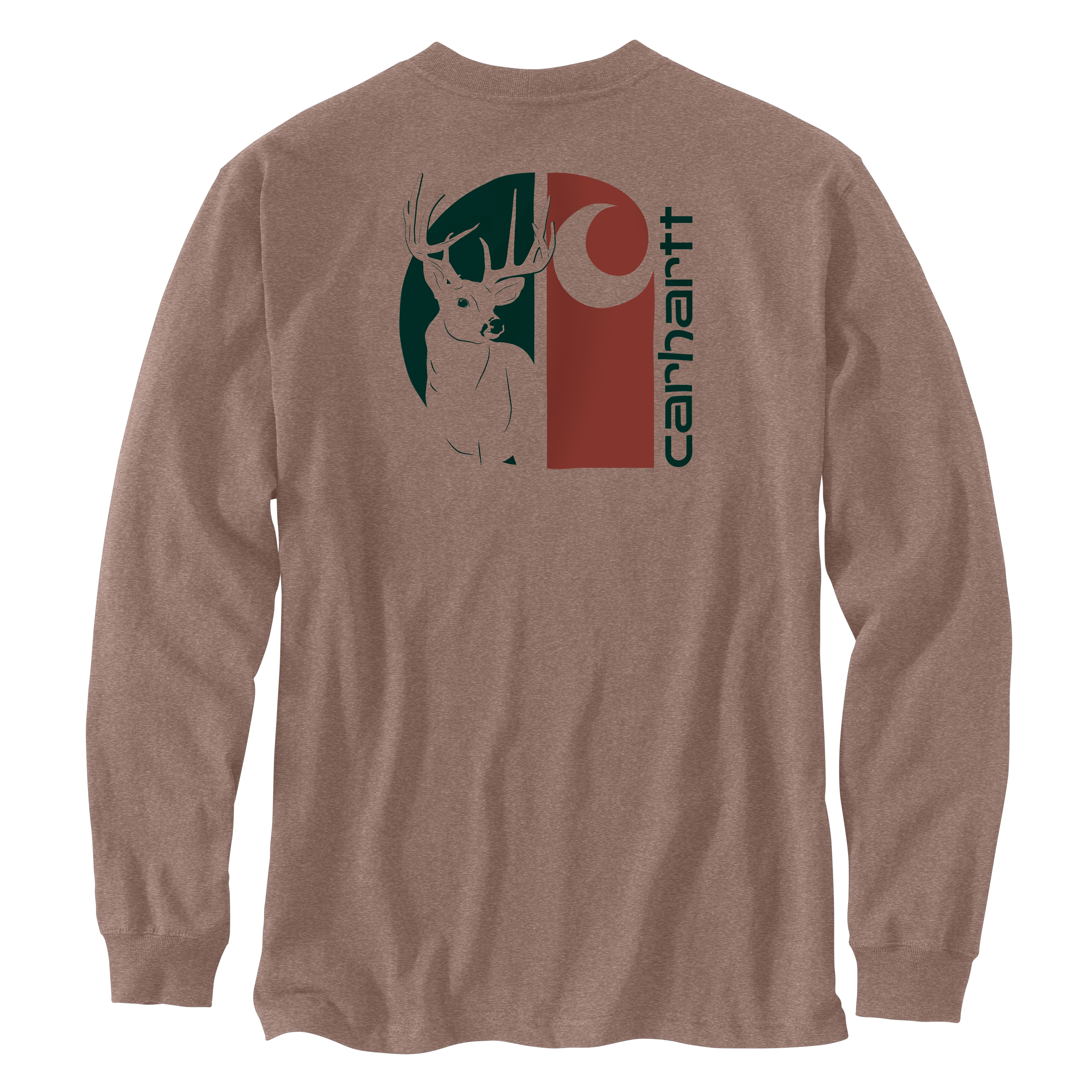 Carhartt Men's Loose Fit Heavyweight Long-Sleeve Pocket Deer Graphic T-Shirt