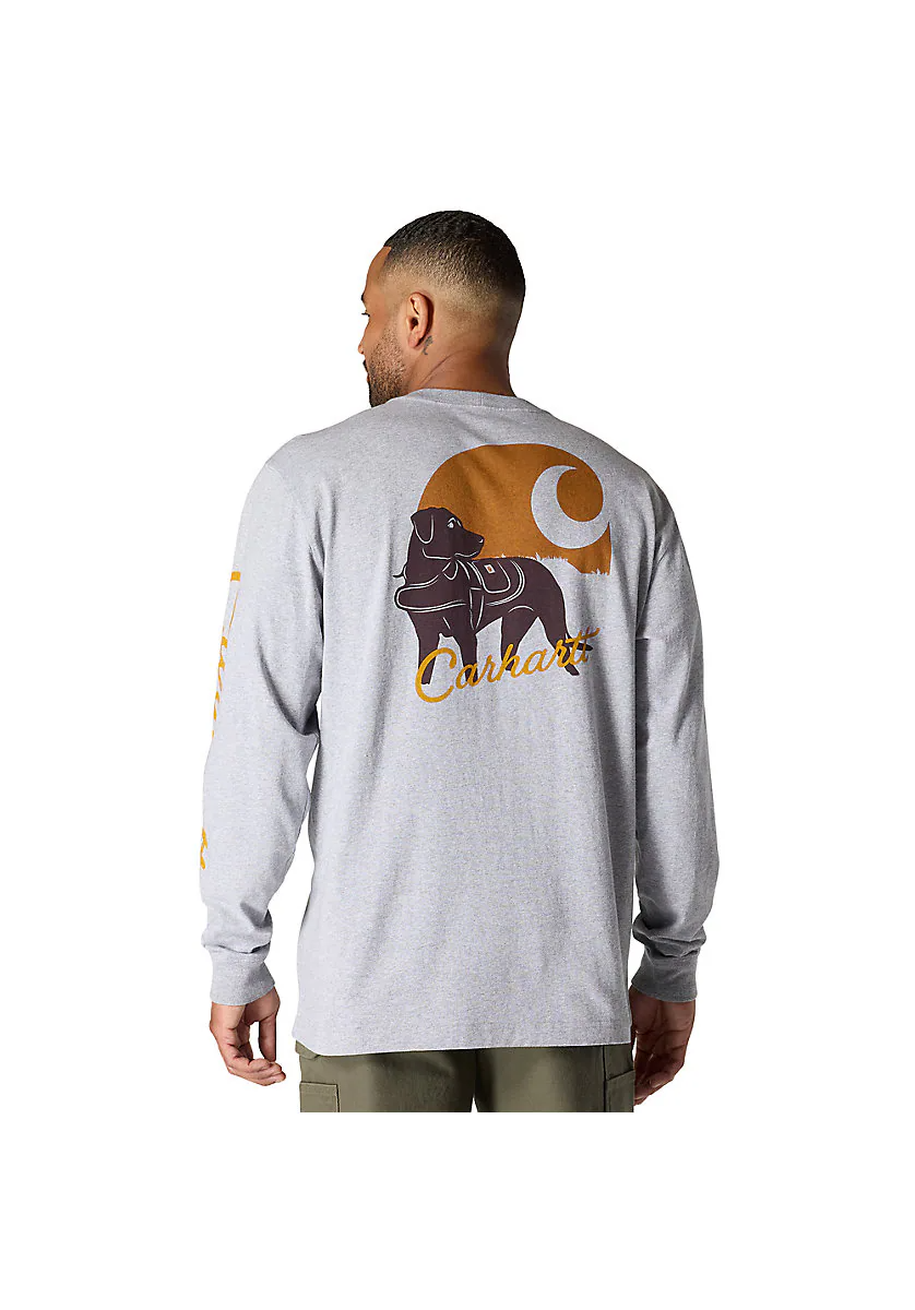 Carhartt Men's Loose Fit Heavyweight Long-Sleeve Pocket Dog Graphic T-Shirt