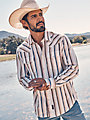 Wrangler Men's Retro Premium Brushpopper Stripe Western Snap Shirt
