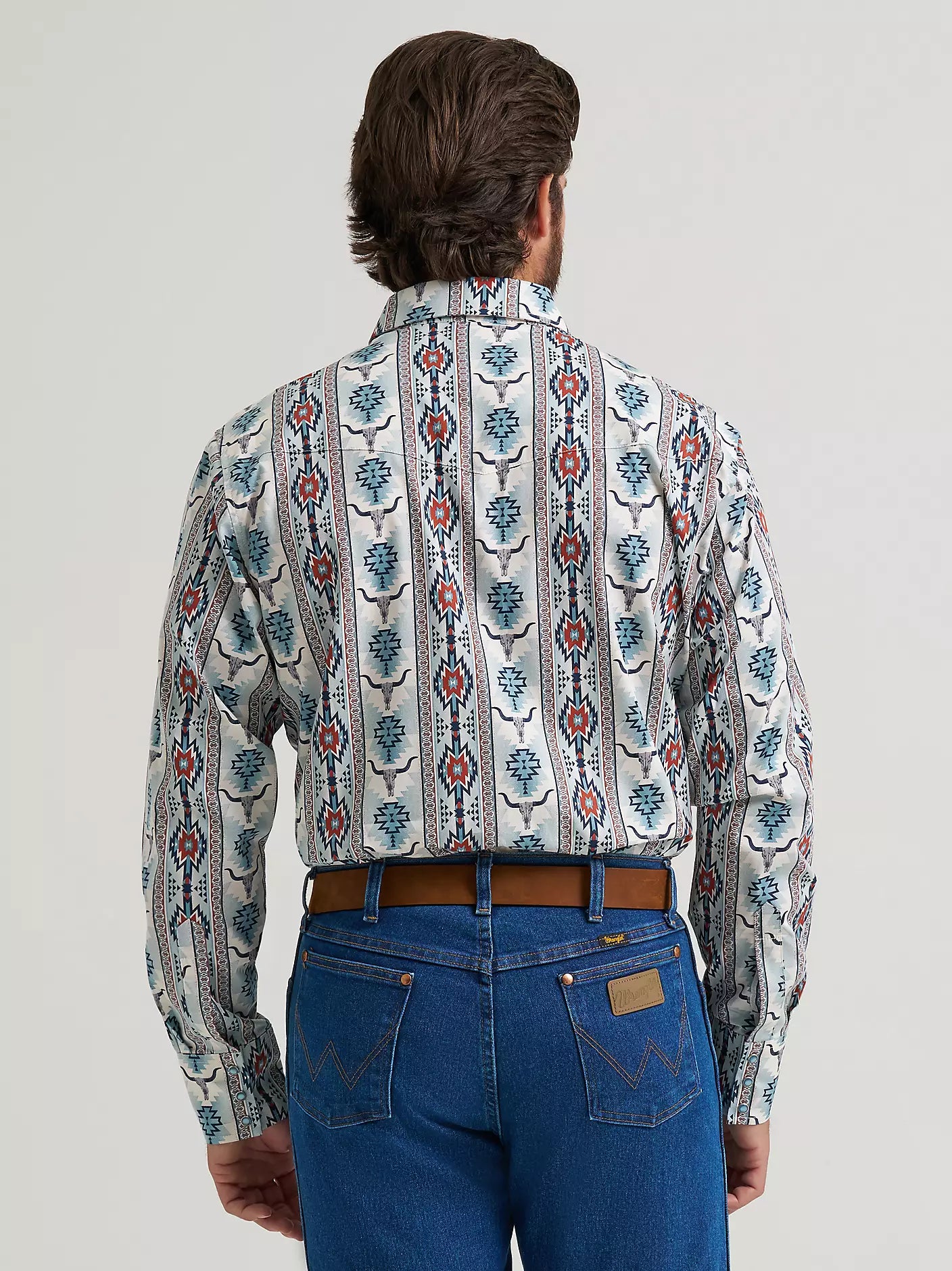 Wrangler Men's Checotah Long-Sleeve Western Snap Printed Shirt