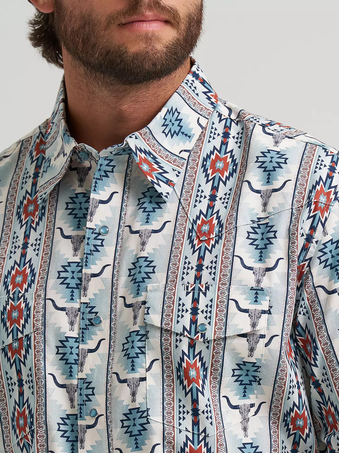 Wrangler Men's Checotah Long-Sleeve Western Snap Printed Shirt