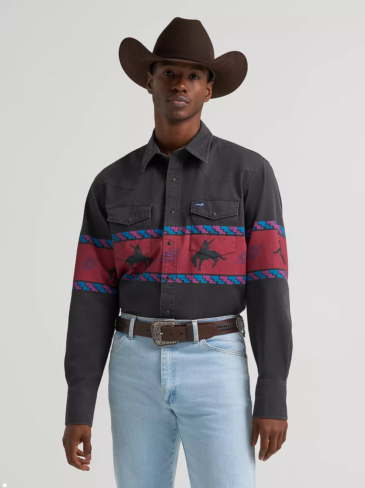 Wrangler Men's Vintage-Inspired Horizon Stripe Western Snap Shirt