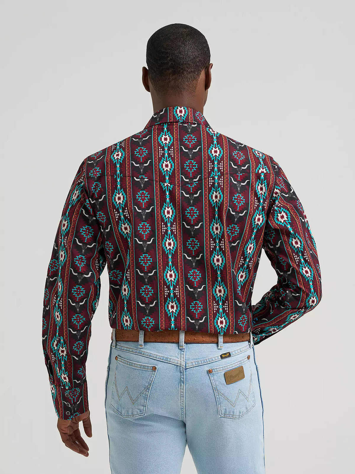 Wrangler Men's Checotah Long-Sleeve Western Snap Printed Shirt