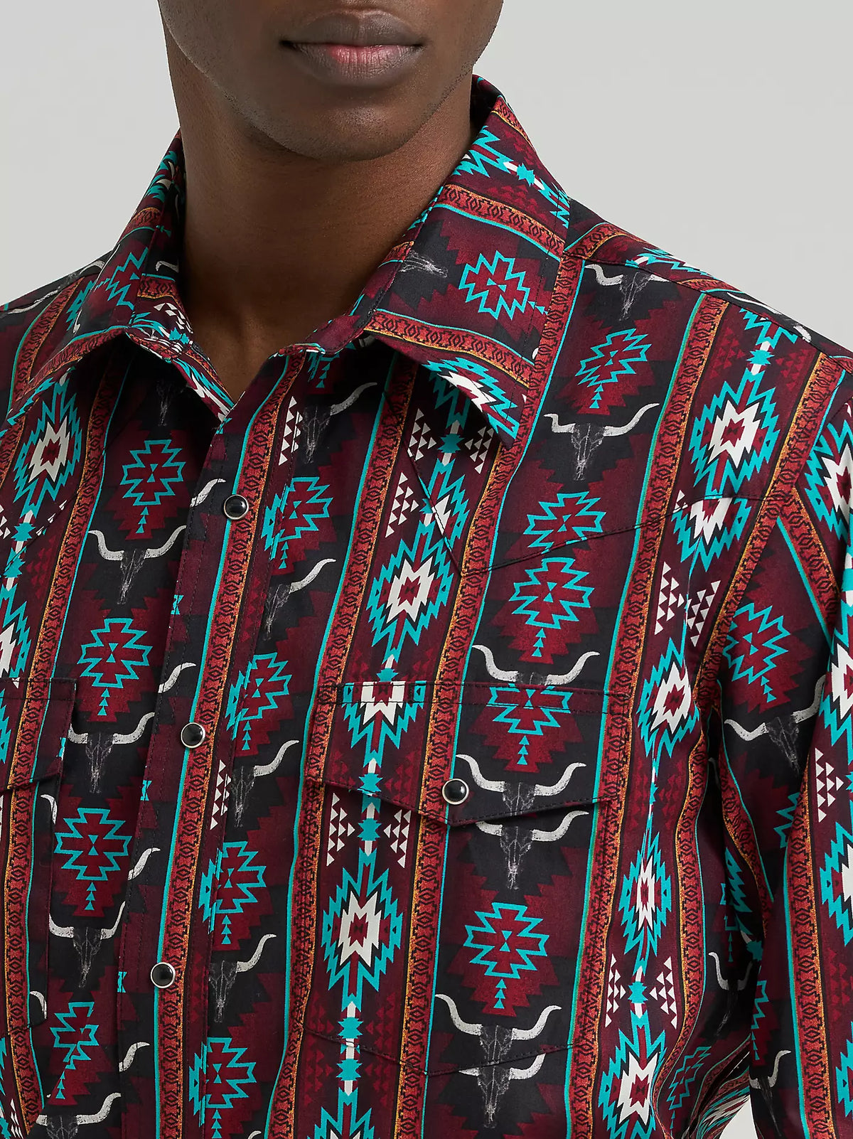 Wrangler Men's Checotah Long-Sleeve Western Snap Printed Shirt