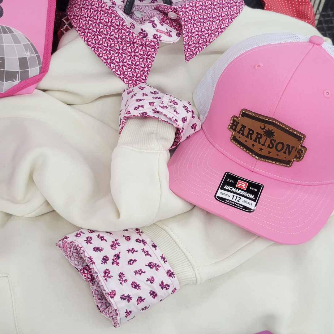 Harrison's × HatFlow Pink Leather Patch Hat