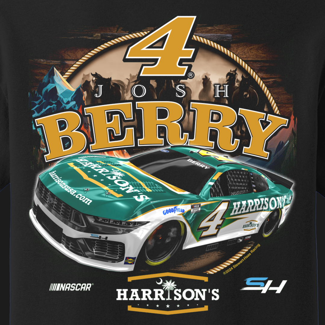 Josh Berry 2024 Harrison's Stewart-Haas Racing Dark Horse T-Shirt