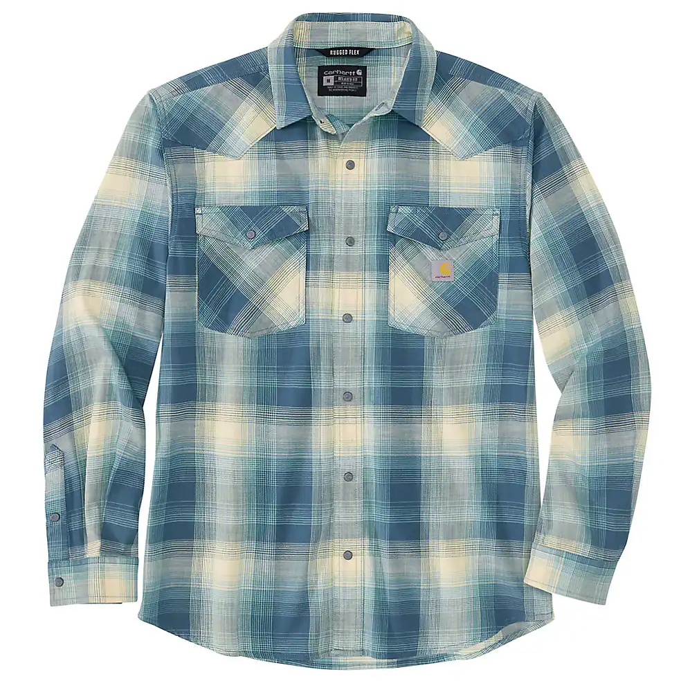 Carhartt Men's Montana Rugged Flex Relaxed Fit Lightweight Long-Sleeve Snap-Front Plaid Shirt