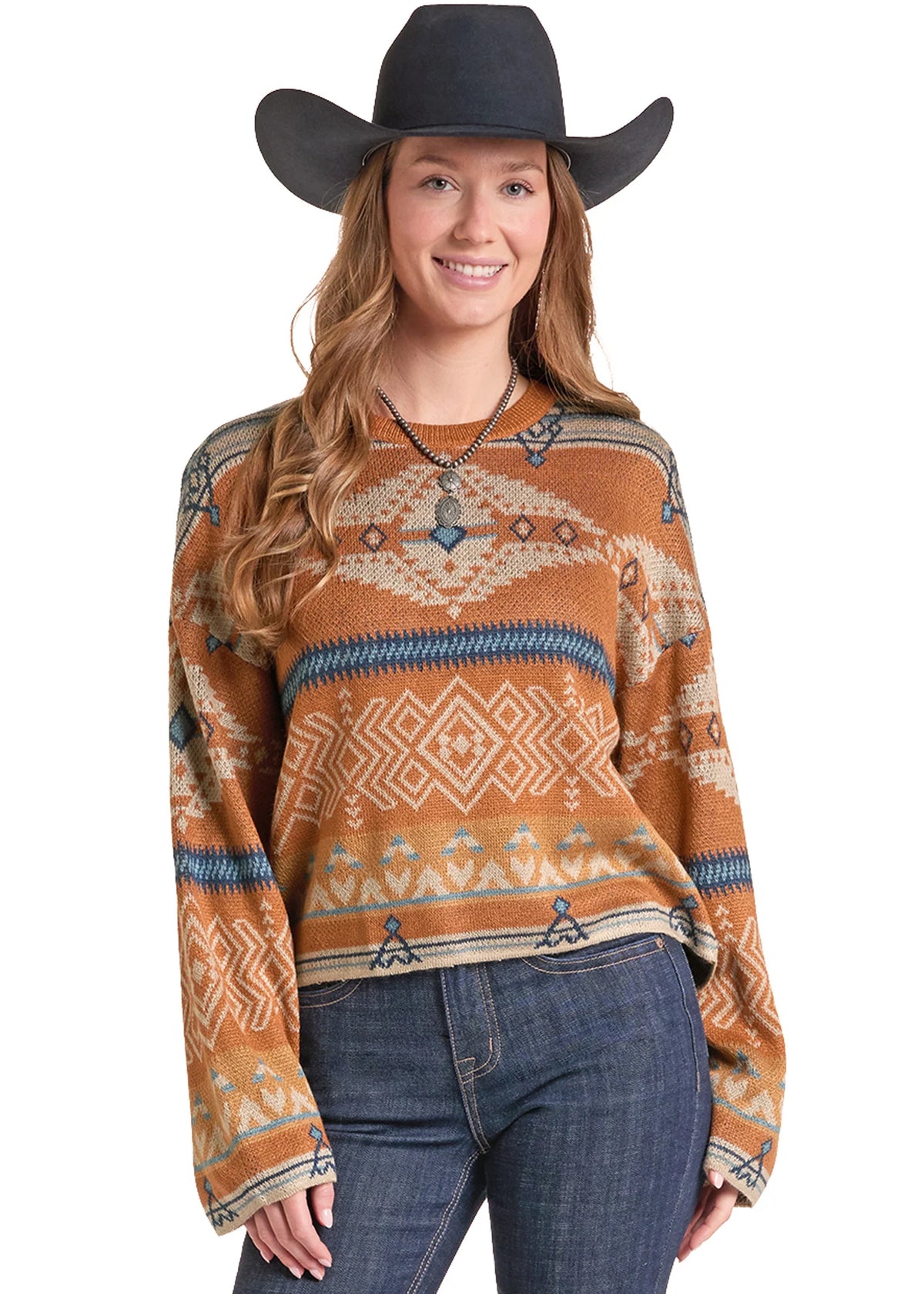 Rock & Roll Denim Women's Aztec Print Sweater