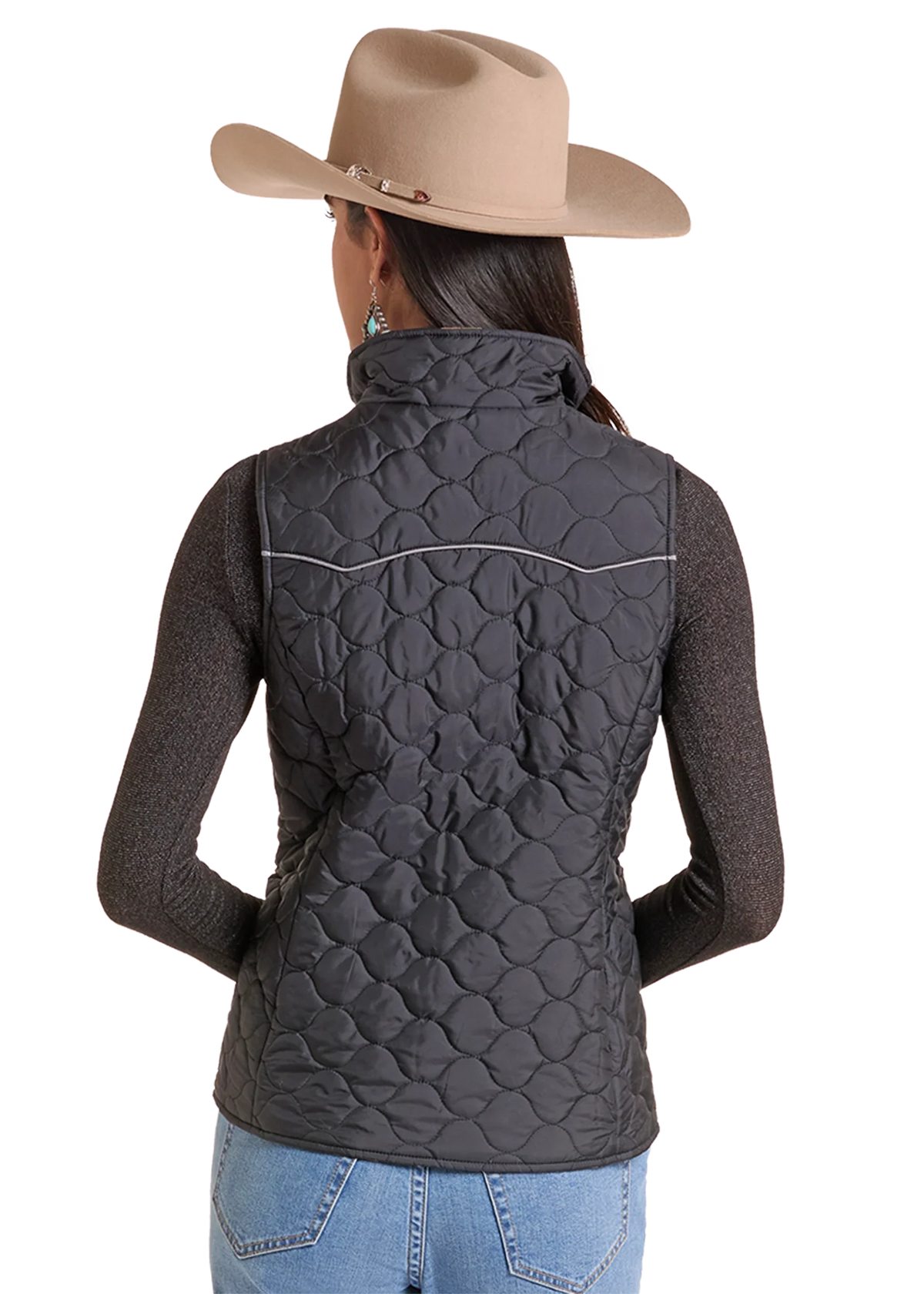 Panhandle Slim Women's Black Aztec Reversible Quilted Vest