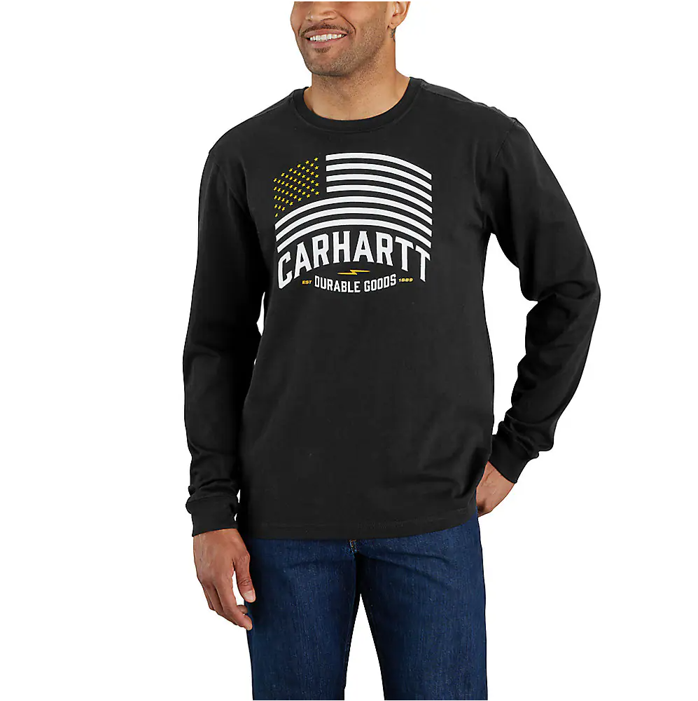 Carhartt Men's Relaxed Fit Midweight Long-Sleeve Flag Graphic T-Shirt