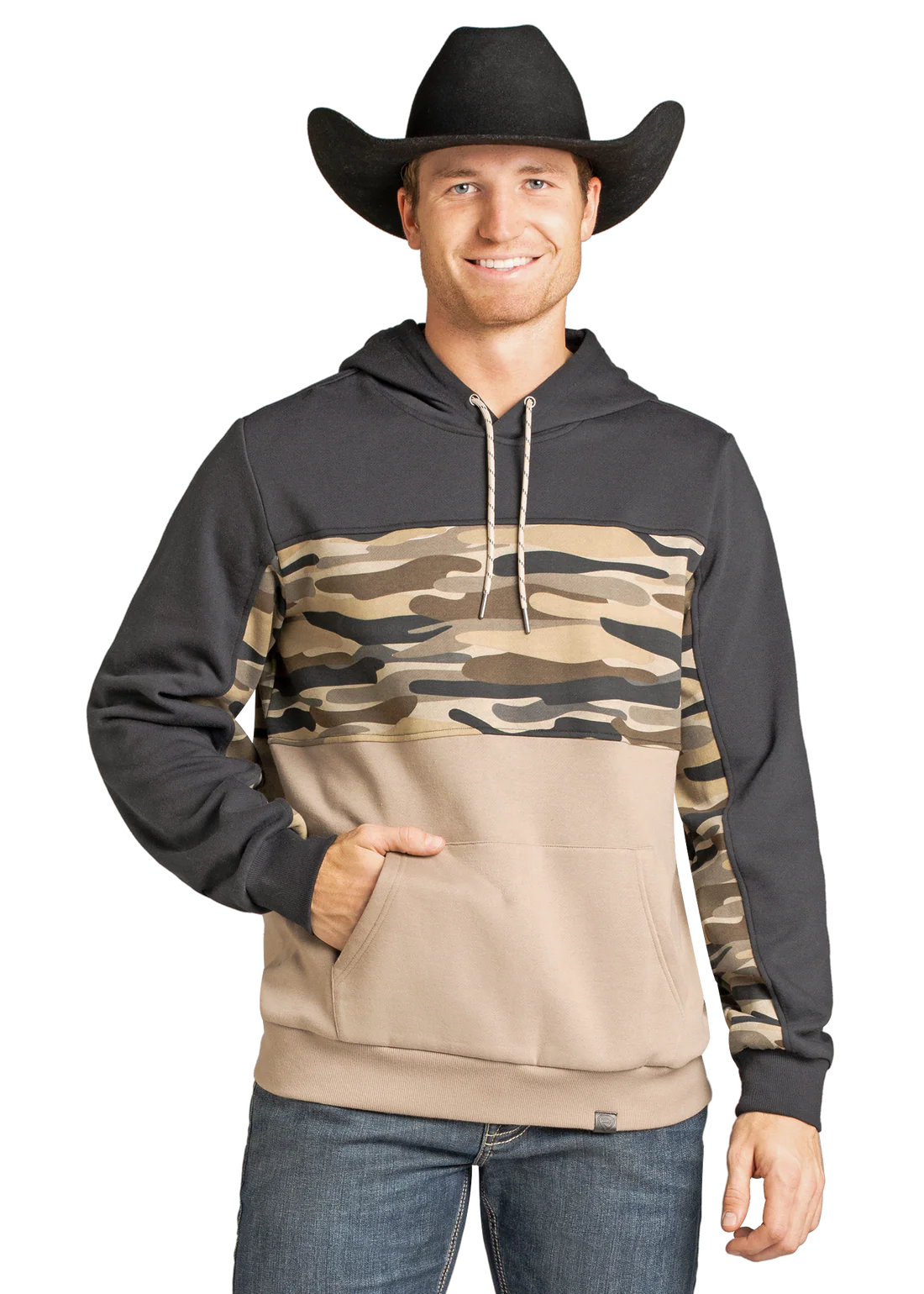 Rock & Roll Denim Men's Camo Block Hoodie