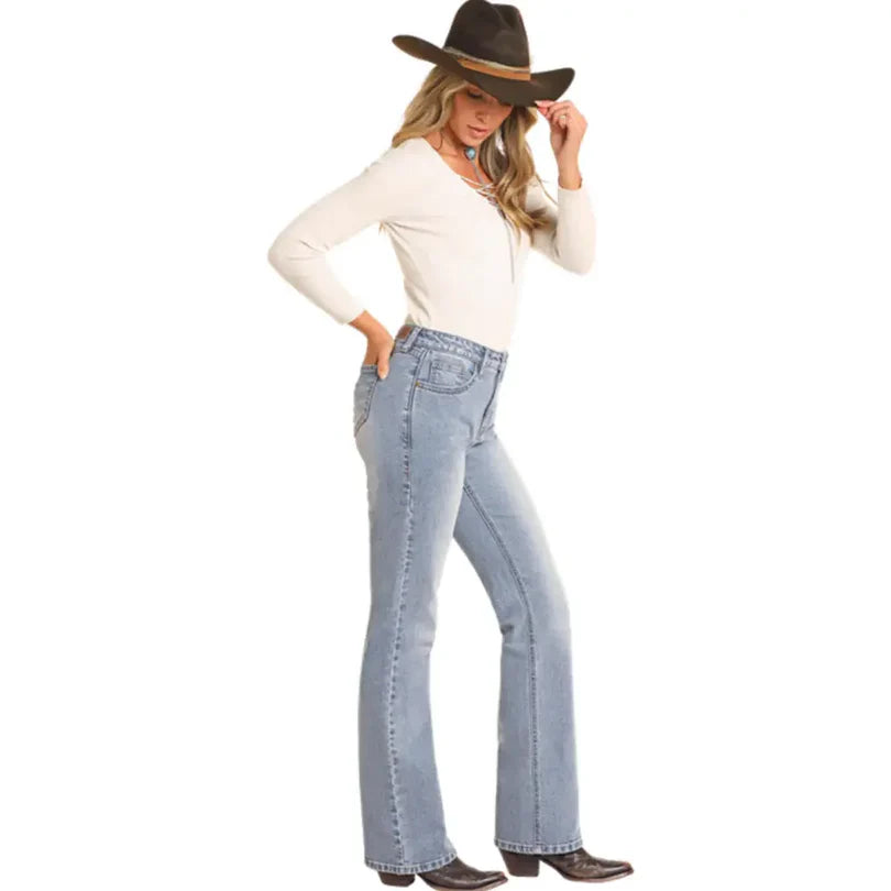 Rock & Roll Denim Women's Cowgirl Scalloped High Rise Bootcut Jeans