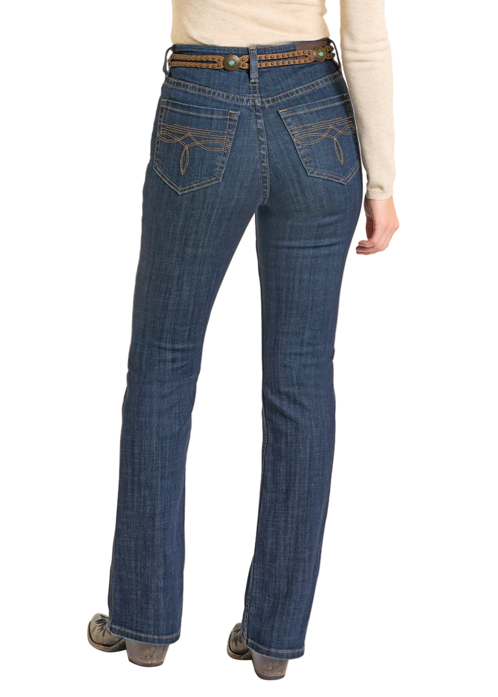 Rock & Roll Denim Women's High Rise Saddle Stitch Bootcut Jeans