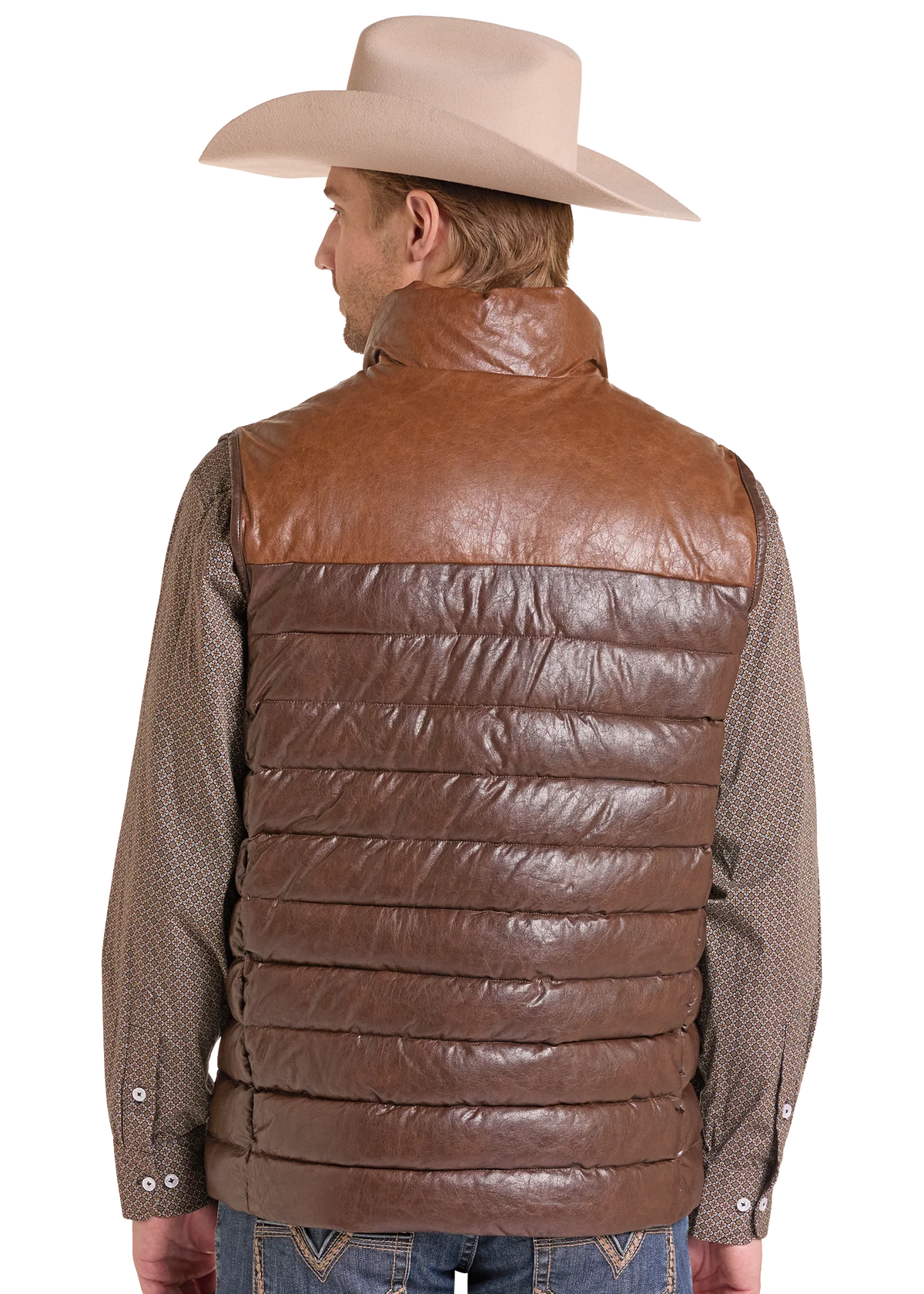 Panhandle Slim Men's Faux Leather Puffer Vest