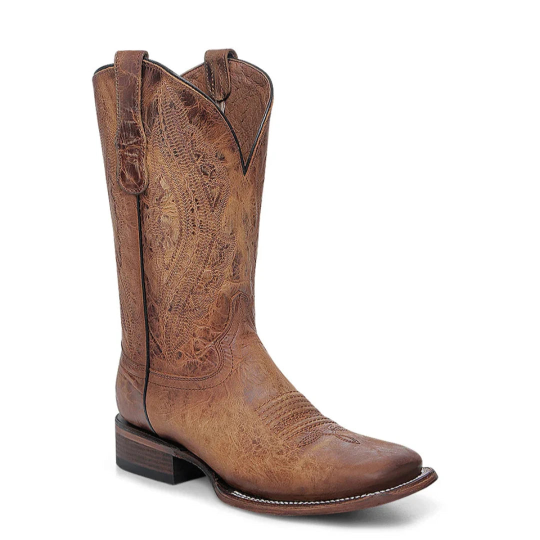 Circle G Men's Embroidery Honey Wide Square Toe Circle G Cowboy Boot