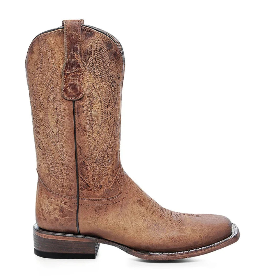Circle G Men's Embroidery Honey Wide Square Toe Circle G Cowboy Boot