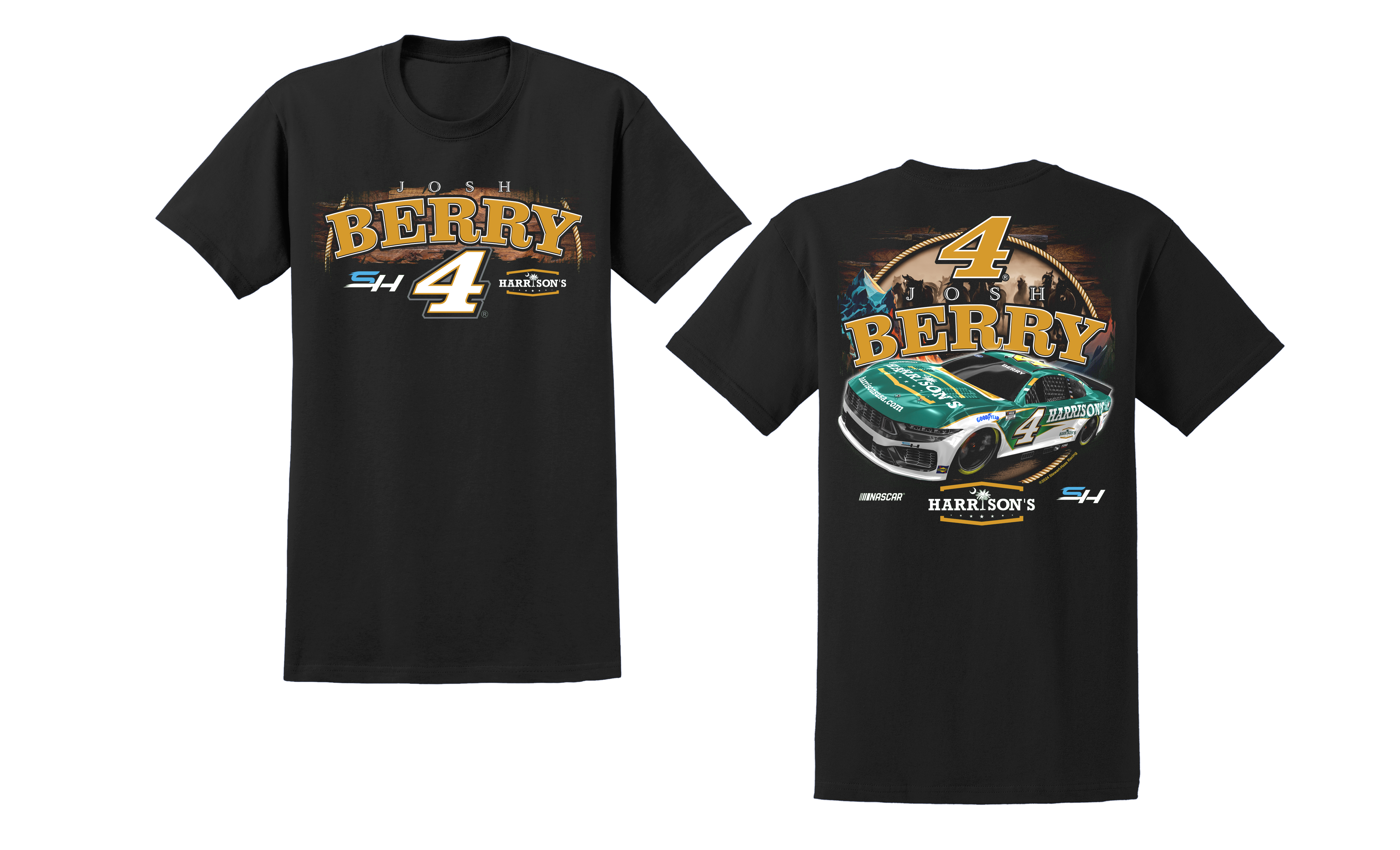 Josh Berry 2024 Harrison's Stewart-Haas Racing Dark Horse T-Shirt