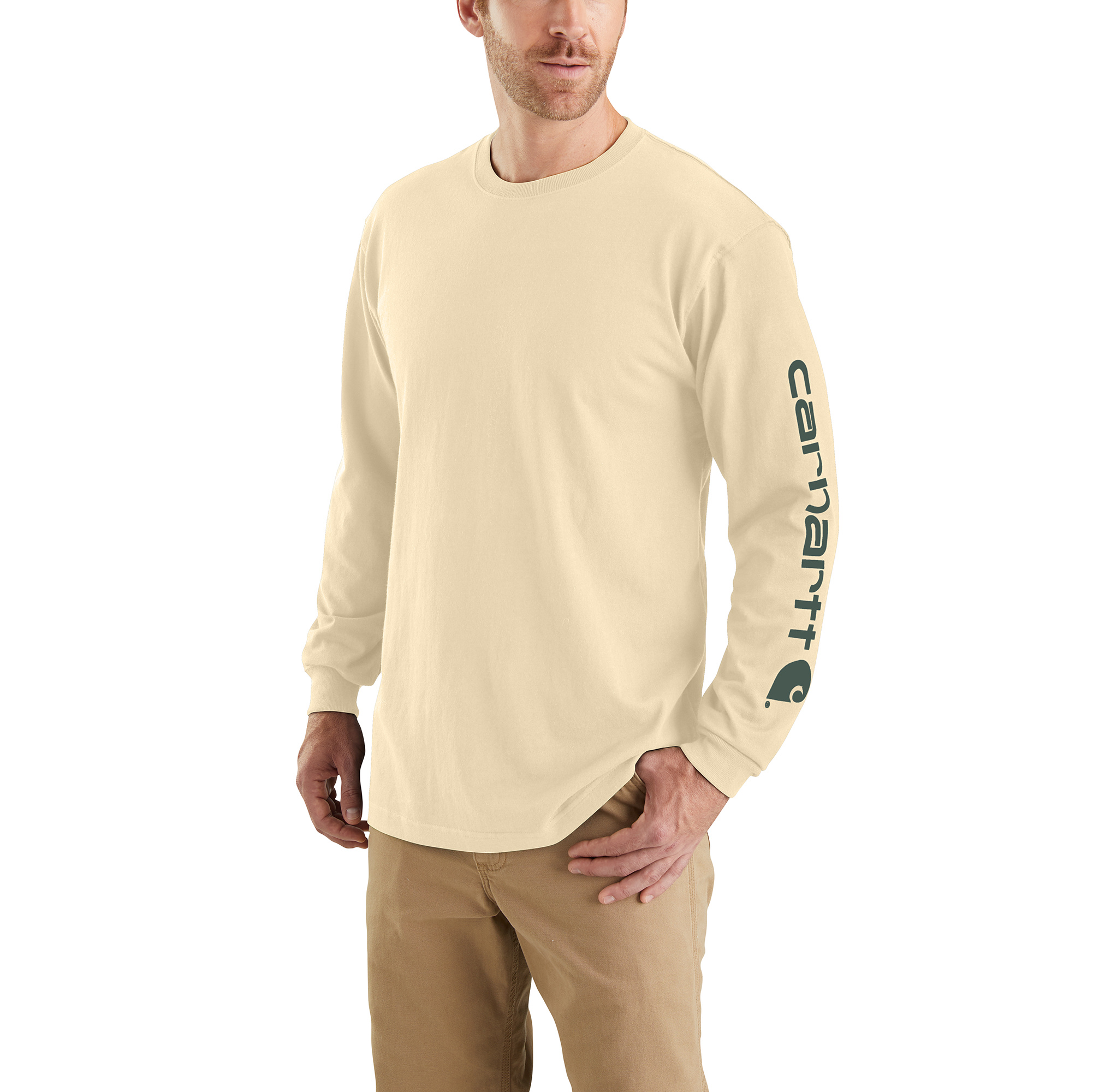 Carhartt Men's Loose Fit Heavyweight Long-Sleeve Logo Sleeve Graphic T-Shirt