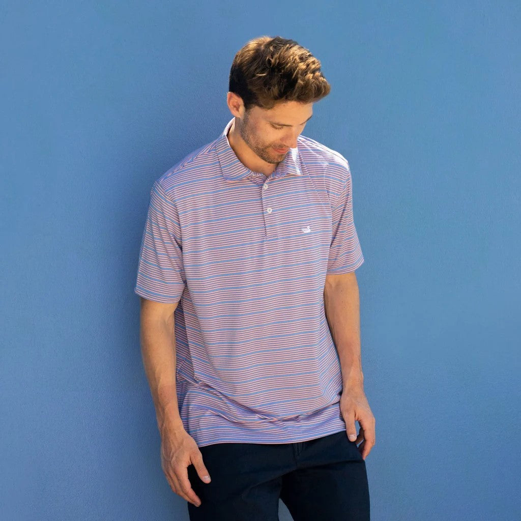 Southern Marsh Bermuda Performance Polo - Chenier Stripe