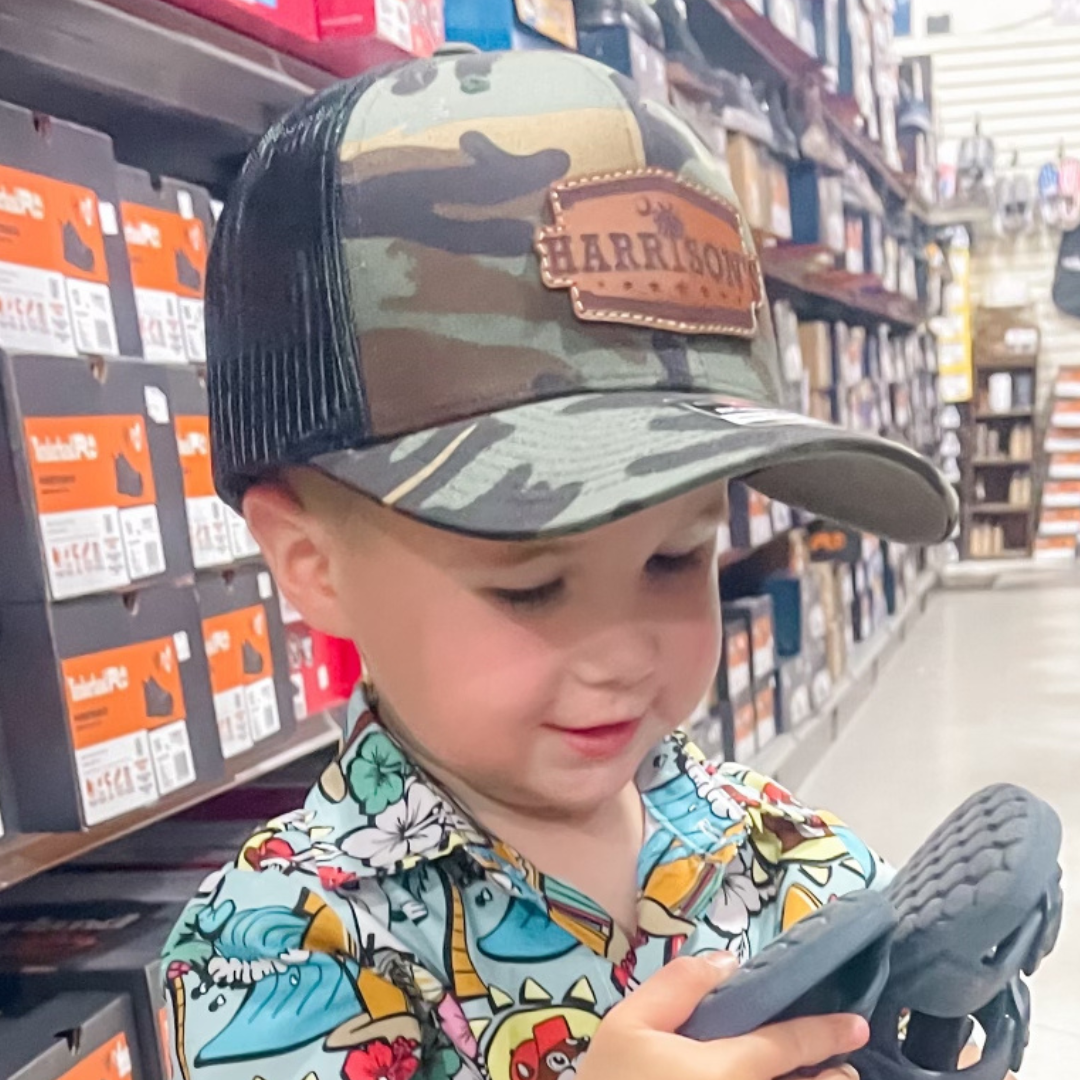 Harrison's × HatFlow Camo Leather Patch Hat