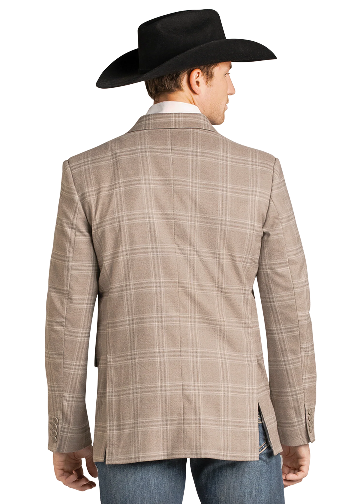 Rock & Roll Denim Men's Taupe Plaid Sport Coat
