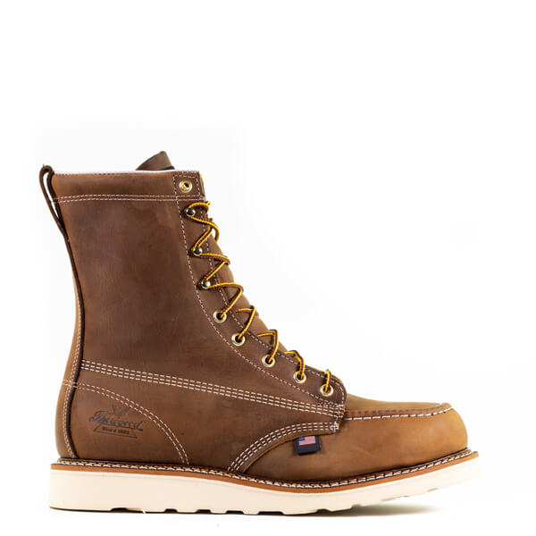 Thorogood Men's American Heritage 8 Inch Trail Crazy Horse Safety Toe Moc Toe Maxwear Wedge