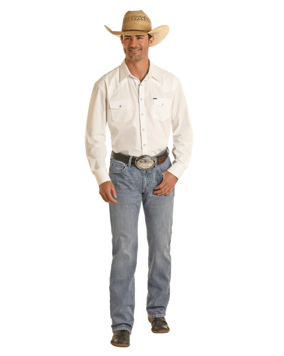 Rock & Roll Denim Men's Vintage '46 Regular Fit V Embroidered Stackable Bootcut Jeans