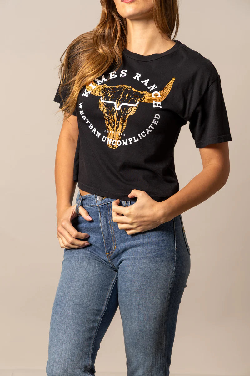 Kimes Ranch Women's Bison Skull Cropped T-Shirt