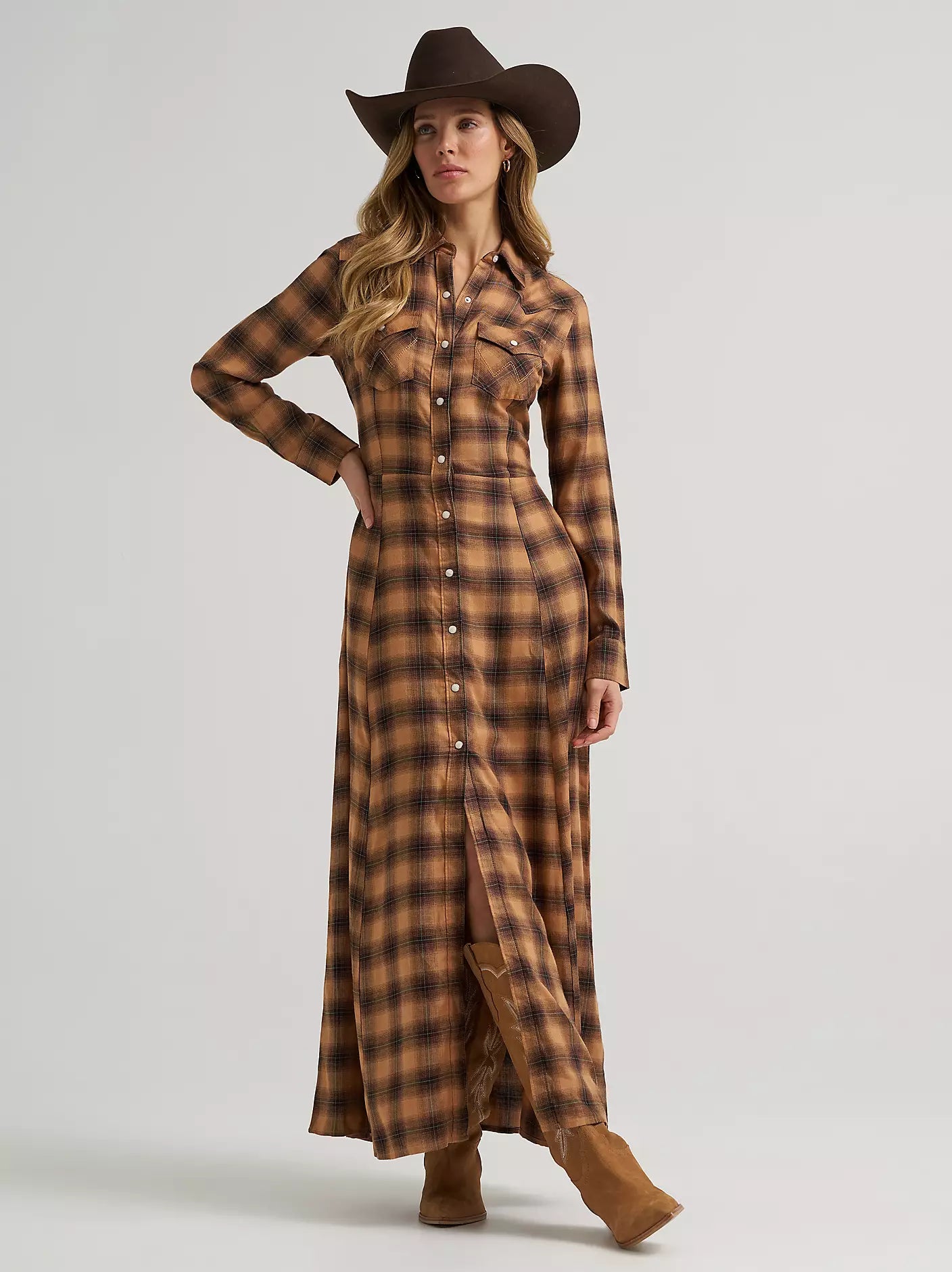 flannel maxi dress Wrangler Women's Plaid Shirt Dress, Brown, XXL shoot 25 hips 32 Louboutin Men Louboutin Shoes Size:Adult | 42.5|R