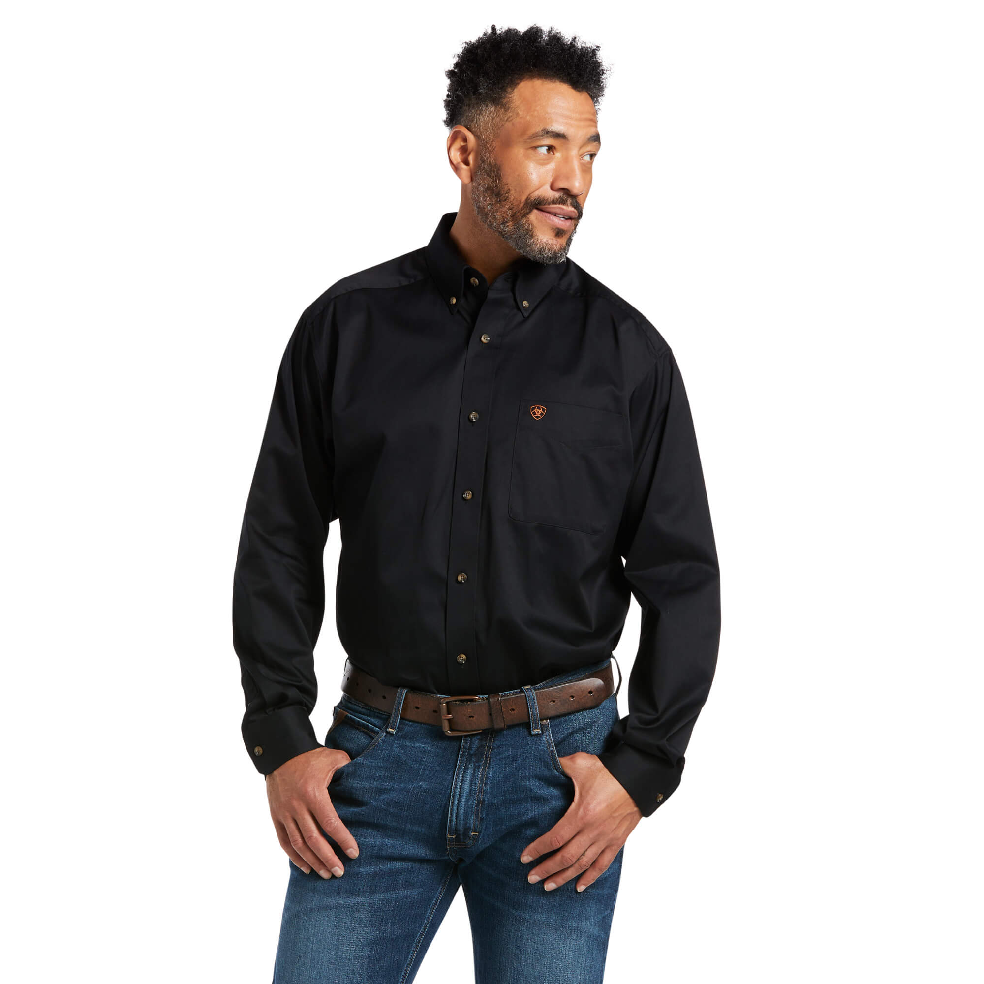 Ariat Apparel Mens Solid Twill Buttondown Black Shirt, Size: 2XL